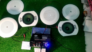 Paket Sound System Amply Mini & Speaker Celling Ukuran 4 Inci & Cover 6 Inci