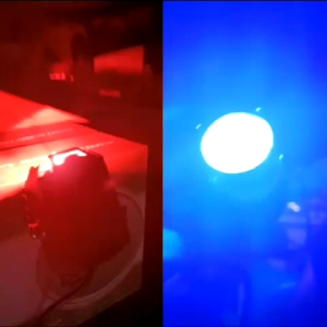 Lampu tembak XENOS M416 laser devil 2 warna plus strobo lampu tembak mini driving isi 2