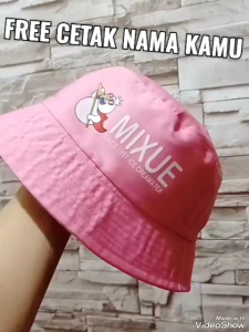 Topi Bucket Anak Karakter Mixue ice cream cetak nama