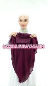 [Sulam Penuh] Bidang 55 Tudung Sarung Sulam Chiffon Awning Scuba