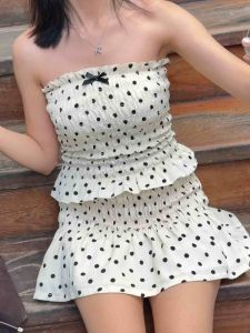 กระโปรงสั้นลายจุด Demi mini skirt