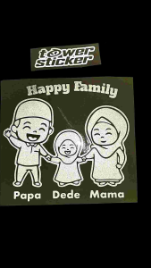 Cutting sticker Happy family muslim family stiker kaca mobil visor motor