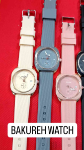 Jam Tangan Wanita Elegan Mewah Fashion FSL93 Tanggal Aktif & Tali Rubber Free Batre Bakureh Watch
