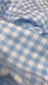 Vải Cotton sọc caro 8ly màu xanh biển nhạt chất mềm mát (khổ 1m5)may đầm váy áo sơ miđồ bộ