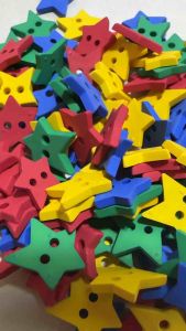 100 pcs Star buttons 2 holes mix size 11 and 15 mm