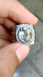 Cincin Natural Aquamarine Beryl batu aquamarine beryl ring