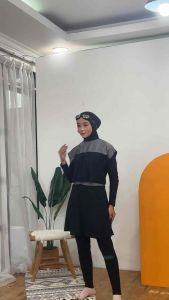 Damla Sport Muslimah Swimwear Mix Grey - Baju Renang Wanita Hijab Syari Remaja