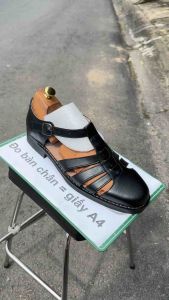 Giày rọ da thật (lót trong da heo đế khâu) cỡ lớn 45 46 47 48 cho nam chân to. Big size leather shoes for wide feet