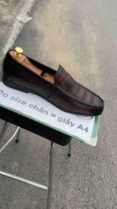 Giày tây da thật giày lười big size cỡ lớn 45 46 47 48 cho nam chân to. Large size leather loafers for wide feet.