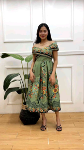 Dress Sabrina Sage - Dress Pesta - Dress Batik Modern