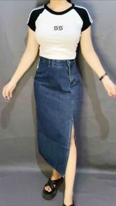 Rok Jeans Wanita Belah Samping Highwaist Korean Style