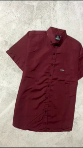 KEMEJA BRUGUNDY MERAH HATI ATAU MAROON GELAP PANJANG DAN PENDEK