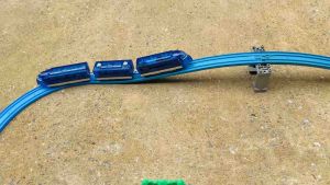 (Used - T23) (มือสอง) Tomy Plarail รถไฟ Nankai Rapit สีน้ำเงินใส (ปรับความเร็ว 2 ระดับ)