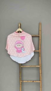 Bergo Printing Anak Motif Animasi Qaley Polka / Hijab Instan Anak