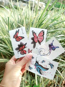 10 lembar bebas pilih Tato temporer bunga E1 cantik merah berwarna