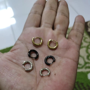 1 Pasang Anting Hoop dan Jepit Hoop Titanium // Anting Bulat // Anting Pria dan Wanita