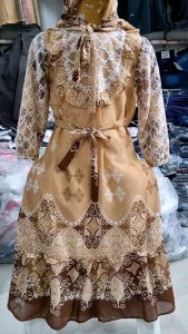 GAMIS MUSLIM HIJAB SERUTI ANAK 3-6TAHUN KATUN FULL FURING BRUKAT CEWEK PEREMPUAN WANITA ADEM LEMBUT MURAH PREMIUM
