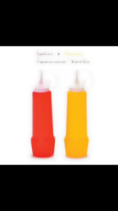 Spice & Sauce Squeezer Bottle Red and Yellow Plastic Dispenser for Ketchup Mustard
