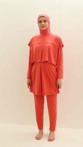 Damla Sport Muslimah Swimwear Peach - Baju Renang Wanita Hijab Syari Remaja