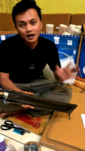 GOLOK PAMOROAN KULIT HITAM // BAHAN BAJAPER PB 40CM PROSES TEMPA GERINDA SIPUH // HANDLE COR DURALIUM FULLTANK // SARUNG KULIT SAPI ASLI // SPEK MULTIFUNGSI TEBAS & SEMBELIH