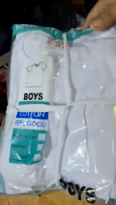 3/6pcs Blue-Corner Tshirt Roundneck pure white 100%Cotton for Kids Good quality.