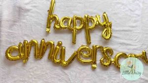 ร้านไทย ลูกโป่ง happy anniversary ตัวเขียน ฟอยล์ฉลองครบรอบ เซต 3 ชิ้น ลูกโป่งครบรอบ