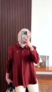 ANDINI Bluose Syakila Atasan Kemeja Polos Wanita Lengan Panjang