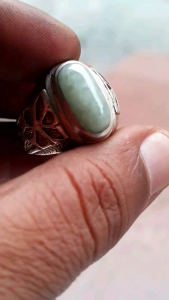 cincin batu giok burma type A natural 100% ring perak murni size kantoran