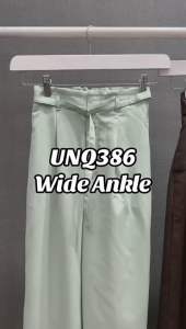 Celana Panjang Wanita Murah 386 Belt Mint/Brown Wide Ankle