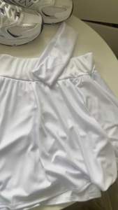 ELfille - White Plus size skorts zumba dance costume casual skirt silky flowy w shorts