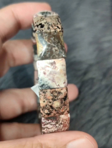 Pink Snowflake Obsidian Bangle