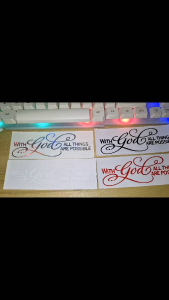 002 WITH GOD ALL THINGS ARE POSSIBLE Cut Out Sticker Vinyl Religious Waterproof Vinyl for Motorcycle