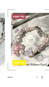 gelang manik by Habibie Craft lucu imut kupu bunga kristal mutiara pink ungu putih aesthetic kekinian viral newjeans Taylor Swift K-Pop murah cantik putih Korea