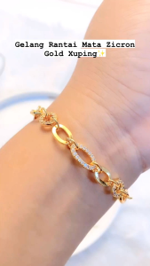 RinaXp - Gelang Rantai Oval Perhiasan Wanita Gelang Rantai Simpel Lapis Emas Permata Zircon Fashion Terbaru