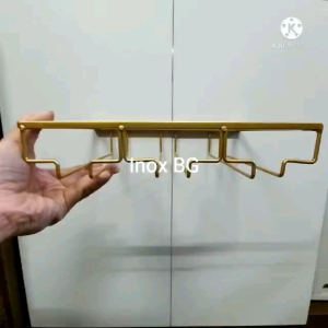 Giá Treo Ly Giá Gài Ly Gắn Tủ Bếp Tiện Lợi màu vàng