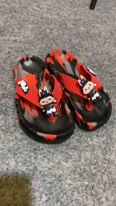 Sandal Anak loreng sendal jepit fashion motif labubu sendal anak laki-laki
