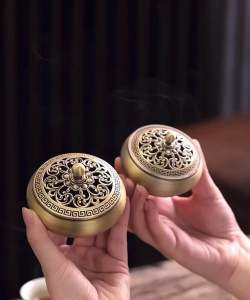 纯铜香炉家用室内盘香炉仿古香薰炉供佛檀香炉沉香熏香炉创意摆件 Incense Burner Pure Copper