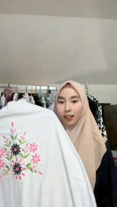 MUKENA DEWASA TERUSAN MOTIF BORDIR SIMPLE PUNGGUNG BAHAN KATUN MIKRO