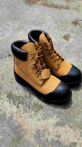 Sepatu Boots Pria TIMBALAND X BEELINE 6 Inch Prem Yellow Black Rubber Toe Waterproof (Tahan Air) Boots Nubuck Leather