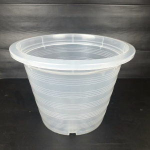 กระถางพลาสติกใส ขนาด 12 นิ้ว ทำจากพลาสติกเกรดดี มีน้ำหนักเบา รูก้นกระถางระบายน้ำ