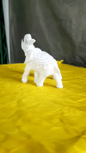 Tượng trang trí con Voi trắng (bộ 2 con) Bạch Tượng phong thủy cao  14cm