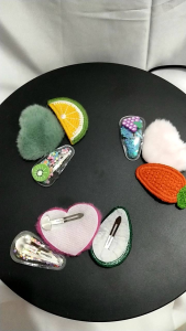 Jepitan Rambut Bulu Love / Jepitan Motif Rajut Buah / Jepitan Rambut Anak Transparant motif Buah