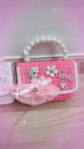 Túi xách dạ quai ngọc hình Hoa và Elsa cho bé gái siêu xinh_Túi xách đeo chéo cho bé gái_Túi đựng tiền lì xì cho bé gái