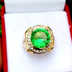 CINCIN BATU GREEN MOLDAVITE BULAT FULL CUTTING