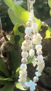 White Baroque Pearl Floral Butterfly Phone Charm