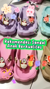 Sandal Anak Perempuan Awan MIXUE Sendal Jepit Fuji Karet Karakter Jibbitz Fashion Korea Terbaru Umur 2 3 4 5 6 7 8 Tahun