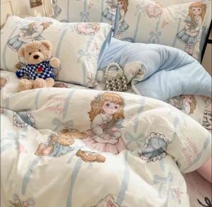 ผ้าปูที่นอน ผ้าห่มนวม(ลายเจ้าหญิงขาว) ขนาด 3|5|6 🛌 ฟุต เนื้อผ้าคอตตอน 100% หนานุ่ม นอนสบาย🛒🌷🌸🌈