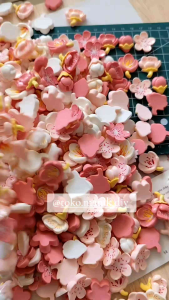 10pcs manik clay bunga besar daun cantik tanpa lubang