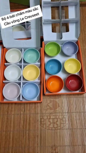 BỘ 6 BÁT CHẤM MÀU SẮC CẦU VỒNG LE c 50ML: Dùng được máy rửa bát lò vi sóng
