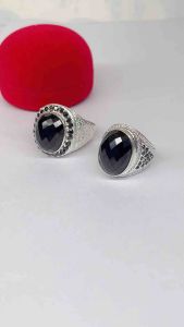 แหวนเงินชายนิลล้อมนิลลายไทยข้าง